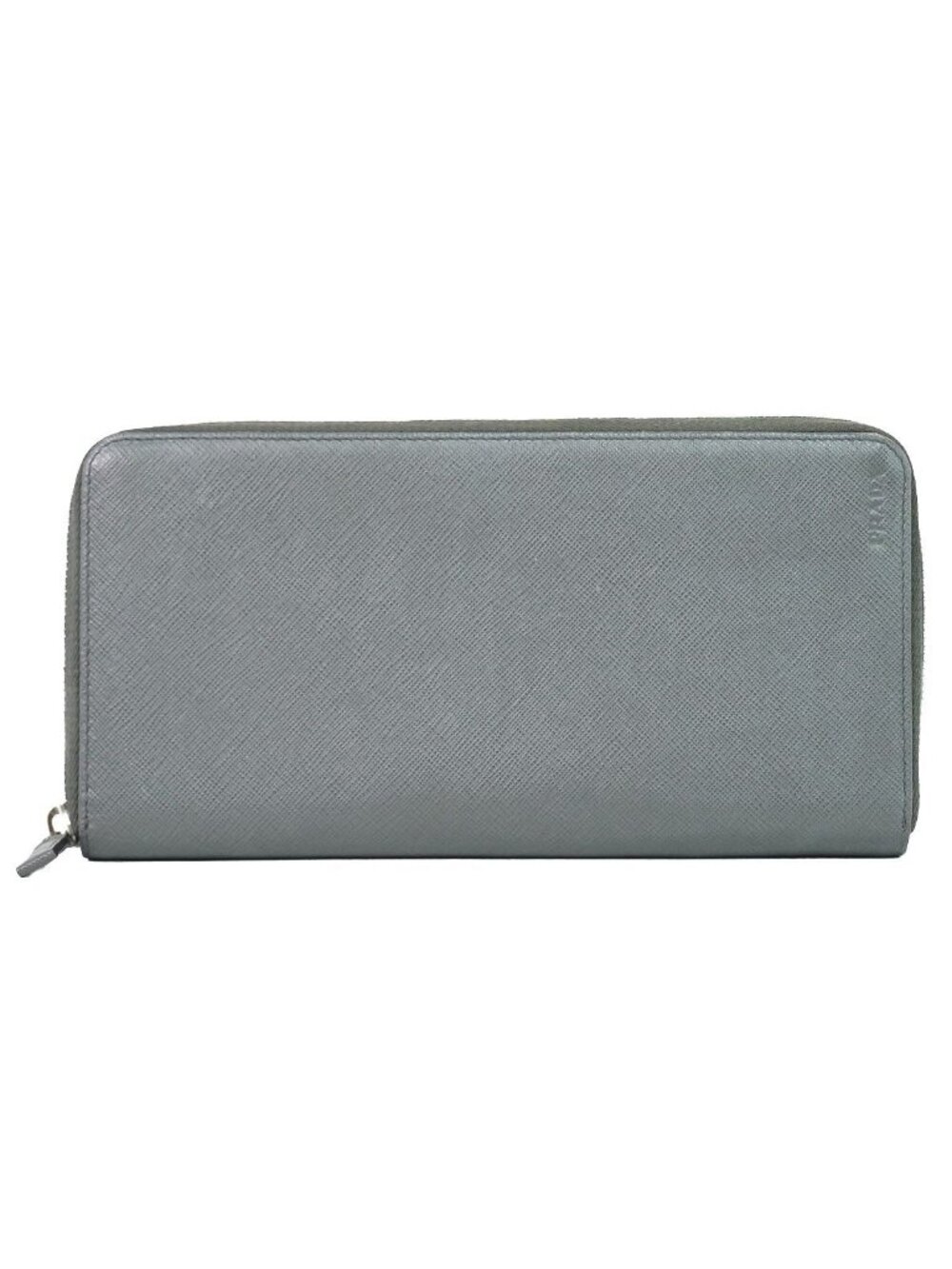 Prada Leather Zip Around Wallet Gray